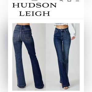 High Rise Two Tone Risen Flare Jeans